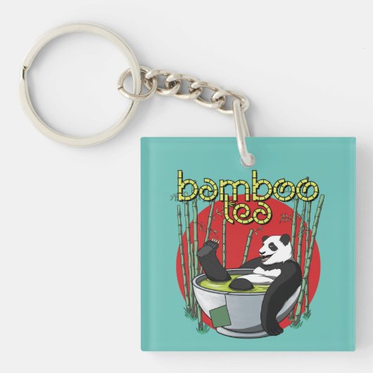 Bamboo Tea Drinker Panda Sleutelhanger (Voorkant)