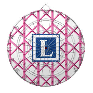Bamboo Trellis Roze Navy Preppy Patroon Monogram Dartbord