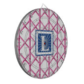 Bamboo Trellis Roze Navy Preppy Patroon Monogram Dartbord (Voorkant Links)