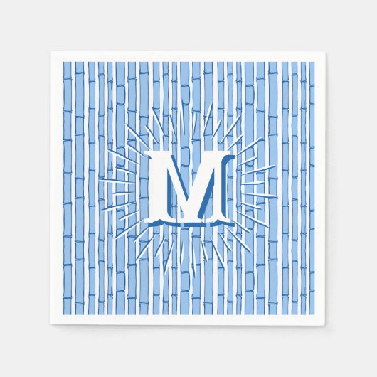 Bambooey Bamboo Stripe in Blue Personalized Servet (Voorkant)