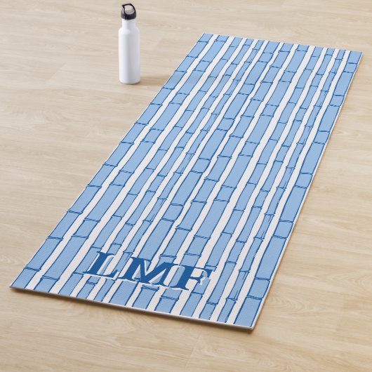 Bambooey Bamboo Stripe in Blue Personalized Yogamat (In situ)