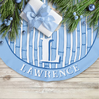 Bambooey Bamboostreep in Blauw Persoonlijk Imitatie Linnen Kerstboom Kleed