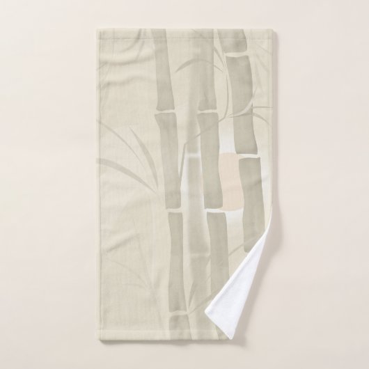Bambou, arrière - plan beige (Serviette à main)
