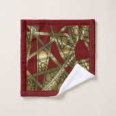 Bambou et bulles Abstraits Maroon Noir & Or (Gant de toilette)