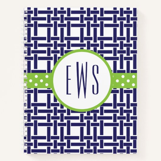 Bambou et Carnet spiral monogrammé à grains de gra (Devant)