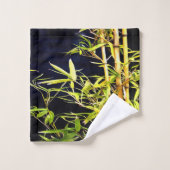 Bambou Foliage Art Tropical Sur Noir (Gant de toilette)