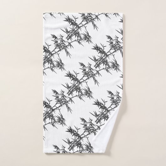 Bambou noir sur blanc (Serviette à main)