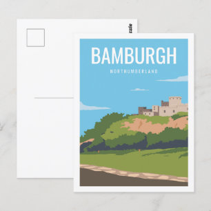 Bamburg Northumberland Travel Place Illustration Briefkaart