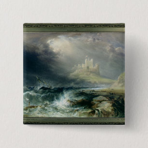 Bamburgh Castle, Northumberland Vierkante Button 5,1 Cm