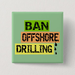 BAN OFFSHORE DRILLING VIERKANTE BUTTON 5,1 CM