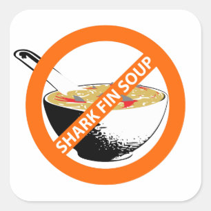 BAN SHARK FIN SOUP VIERKANTE STICKER
