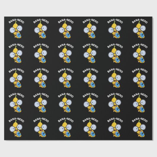 Bana-nerd Funny Fruit Nerd Pun Dark BG Cadeaupapier (Vlak)