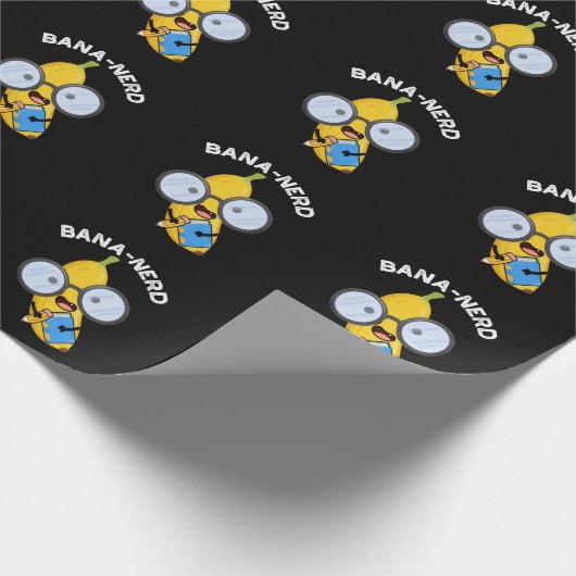 Bana-nerd Funny Fruit Nerd Pun Dark BG Cadeaupapier (Hoek)
