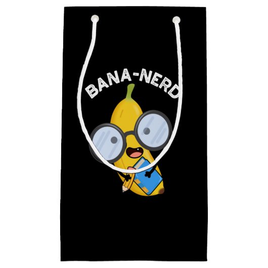 Bana-nerd Funny Fruit Nerd Pun Dark BG Klein Cadeauzakje (Voorkant)
