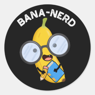 Bana-nerd Funny Fruit Nerd Pun Dark BG Ronde Sticker