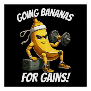 banaan aan het sporten perfect poster
