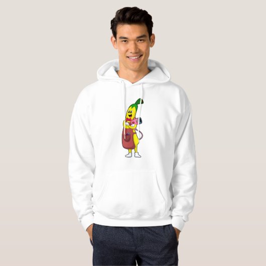 Banaan als hairdresser met luchtdroger hoodie (Voorkant volledig)