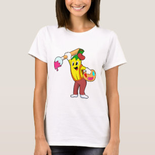 Banaan als schilder met penseel t-shirt