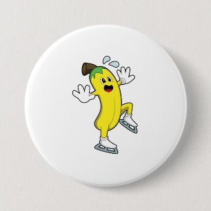 Banaan bij ijsschaatsen met ijs-schaatsen.PNG Ronde Button 7,6 Cm