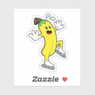 Banaan bij ijsschaatsen met ijs-schaatsen.PNG Sticker