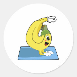 Banaan bij Yoga op Yoga mat Ronde Sticker