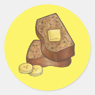 Banaan Brood Loaf Slice Butter Baking Food Ronde Sticker