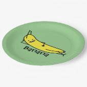 Banaan die glimlacht, bepaalt en ontspant papieren bordje (Gekanteld)