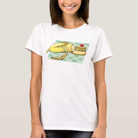 Banaan en pannenkoeken Ontbijt Fun Food T-shirt (Voorkant)
