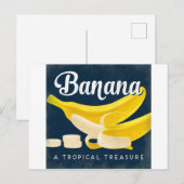 Banaan fruitlabel Retro Briefkaart (Voorkant / Achterkant)