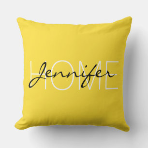 Banaan geel kleur home monogram kussen