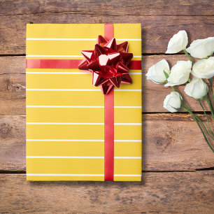 Banaan Geel Wit Dun Horizonaal Gestreept Cadeaupapier