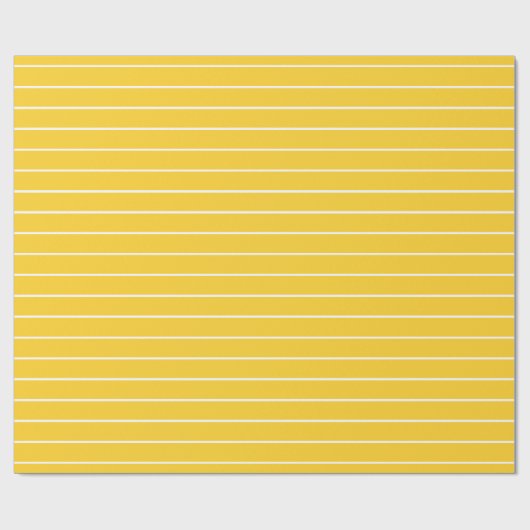 Banaan Geel Wit Dun Horizontaal Gestreept Cadeaupapier (Vlak)