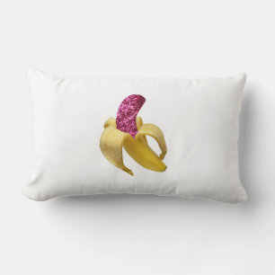 Banaan in faux Pink Glitter ziet er heerlijk uit Kussen