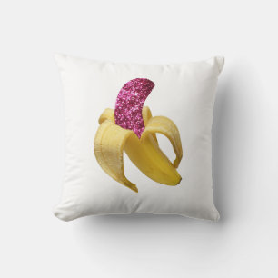 Banaan in faux Pink Glitter ziet er heerlijk uit Kussen