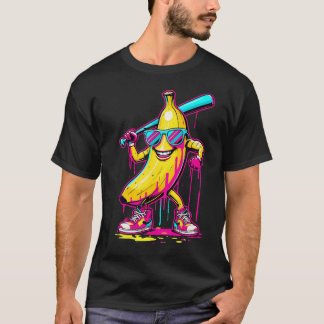 Banaan Met Honkbalknuppel Straat Grappig Honkbal T-shirt