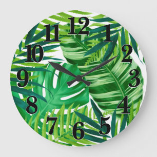 Banaan Monstera Palmgroen Tropisch blad Grote Klok