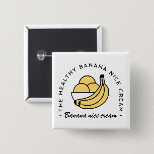 Banaan mooie crème gezonde zomer fruit esthetiek vierkante button 5,1 cm