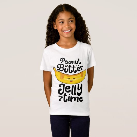 Banaan Pindakaas Jelly Tijd Grappig Zoet Fruit T-shirt (Voorkant volledig)