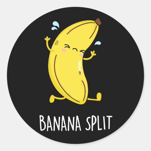 Banaan Split Grappig Dancing Banaan Pun Donker BG Ronde Sticker (Voorkant)