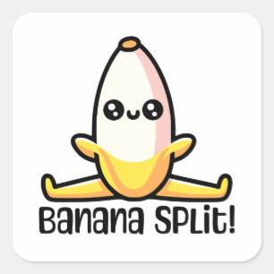 Banaan Split! Schattigee bananenschil Vierkante Sticker