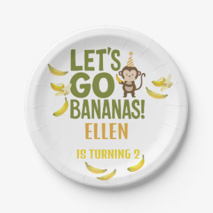banaan verjaardagsfeestje BEWERKBARE bananen Papieren Bordje