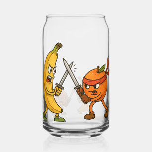 Banaan vs. Ninja Sinaasappel – Epische fruitstrijd Blikvorm Glas