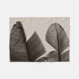 Banaanboombladeren in Sepia Fleece Deken