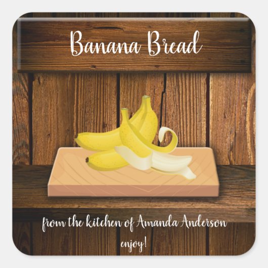 Banaanbrood Sq Productlabel Vierkante Sticker (Voorkant)