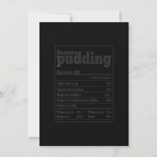 Banaanpudding Feiten Ingredienten Grappige Foodies Kaart (Voorkant)