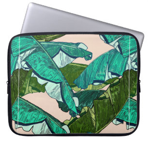 Banaantropische bladeren naadloos patroonpatroon laptop sleeve
