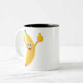 Banan Cartoon Ontwerp Tweekleurige Koffiemok (Voorkant links)