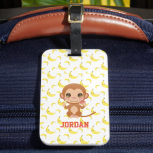 Banana Baby Monkey Happy Birthday Bagagelabel