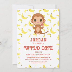 Banana Baby Monkey Verjaardag Kaart