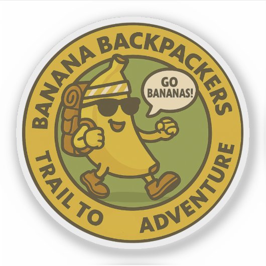 Banana Backpackers Trail naar Avontuur Sticker (Voorkant)